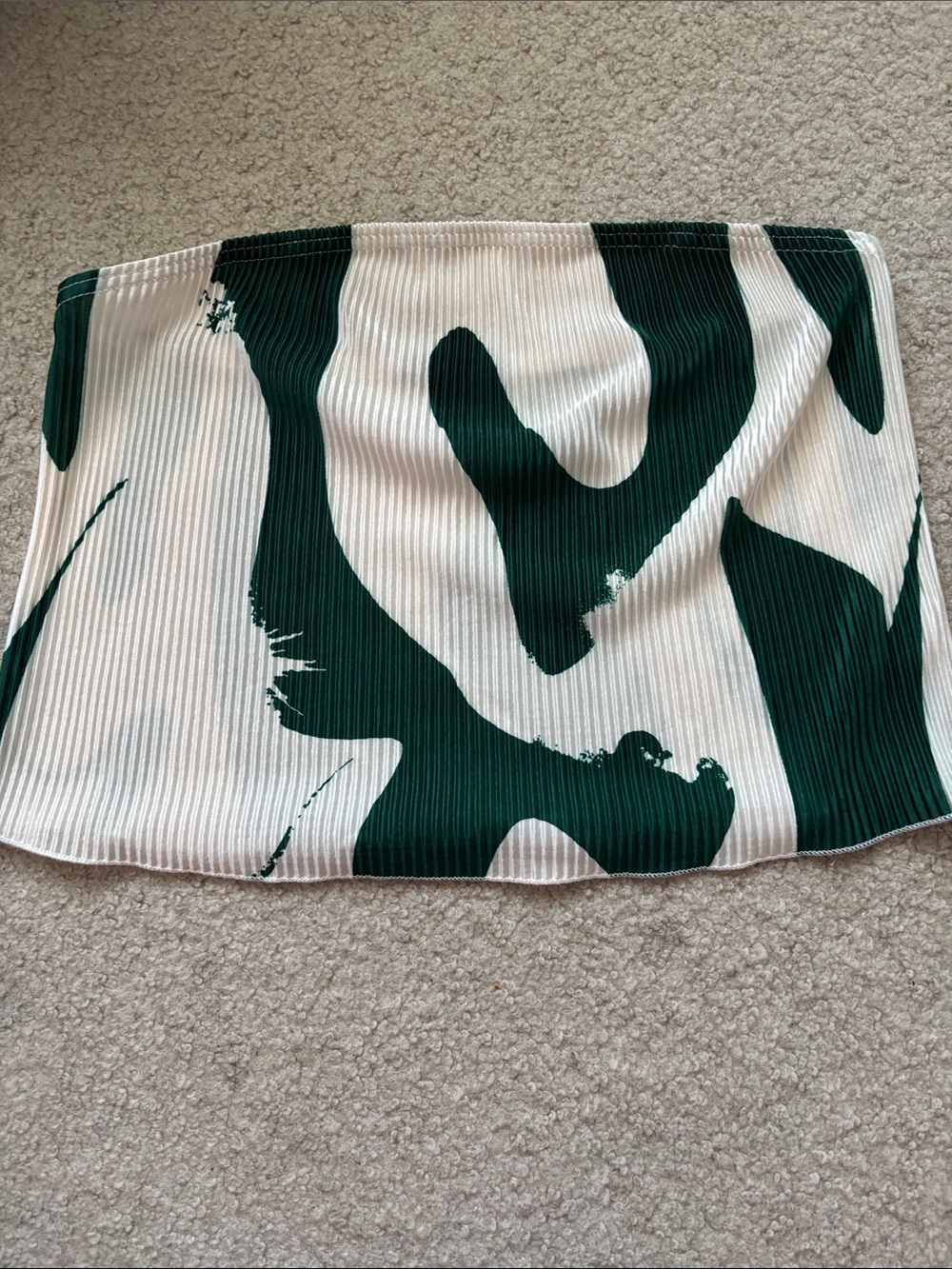 White & Dark Green Abstract Print Women's tube top